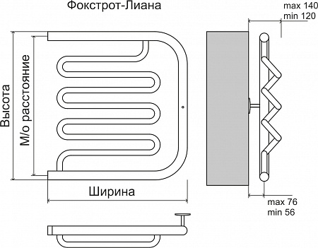 Фокстрот-Лиана AISI 500х500 Полотенцесушитель  TERMINUS Псков - фото 3