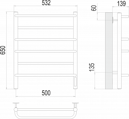 Евромикс П6 500х650 Электро (quick touch) Полотенцесушитель  TERMINUS Псков - фото 3