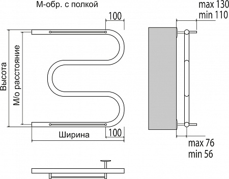 М-обр с/п AISI 32х2 500х400 Полотенцесушитель  TERMINUS Псков - фото 3