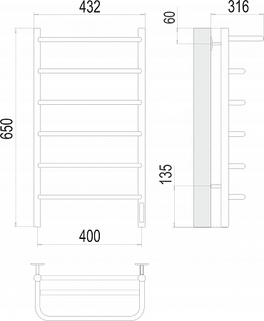 Полка П6 400х650 Электро (quick touch) Полотенцесушитель  TERMINUS Псков - фото 3