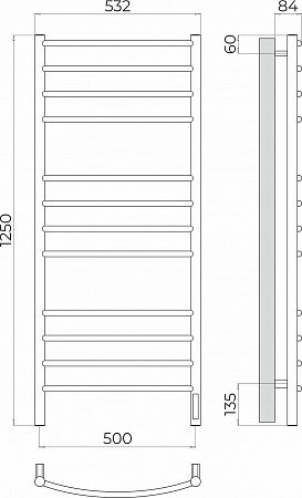 Классик П12 500х1250 Электро (quick touch) Полотенцесушитель TERMINUS Псков - фото 3