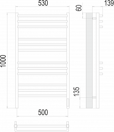 Соренто П12 500х1000 электро (sensor quick touch) Полотенцесушитель  TERMINUS Псков - фото 3