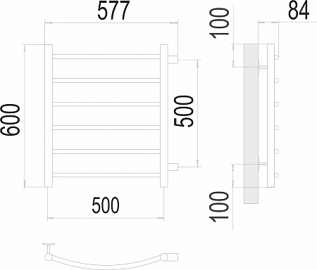 Классик П6 500х600 бп500 Полотенцесушитель  TERMINUS Псков - фото 3