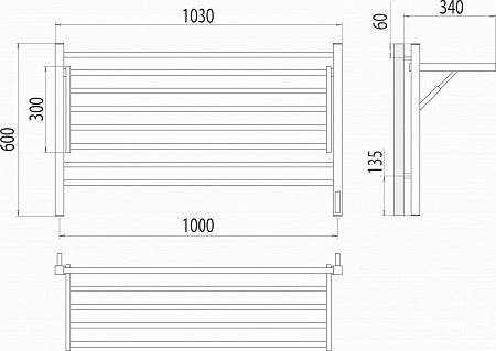 Горизонт П8 1000х600 электро КС ЧЕРНЫЙ МУАР (sensor quick touch) Полотенцесушитель TERMINUS Псков - фото 5